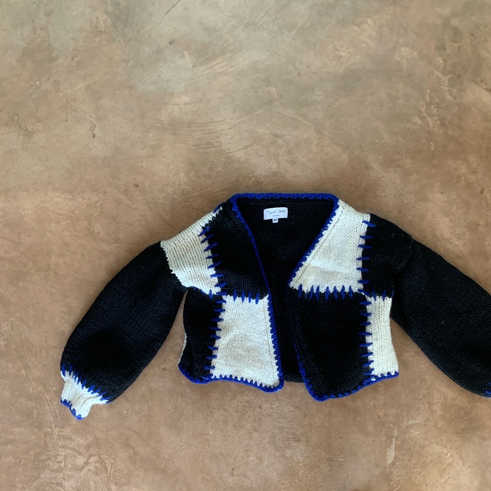 Black and White Patchwork Cardigan Sweater